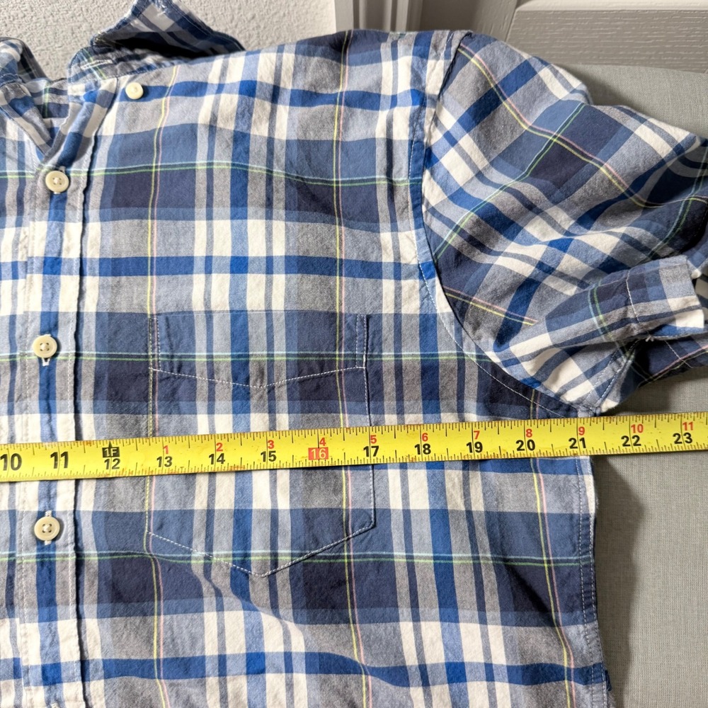 American Eagle Button Down Shirt Mens Medium Blue Plaid Excellent Short Sleeve - Picture 8 of 10